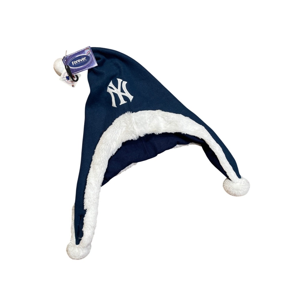 Winter Hat New York Yankees Navy Fleece Hat with White Trim‎ and Pom Poms